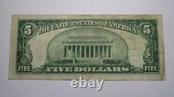 $5 1929 Wabash Indiana IN National Currency Bank Note Bill! Charter #6309 VF