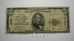 $5 1929 Weatherly Pennsylvania PA National Currency Bank Note Bill Charter #6108