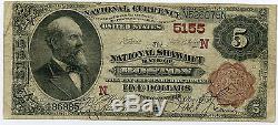 $5 National Currency National Shawmut Bank of Boston MA Brown Back