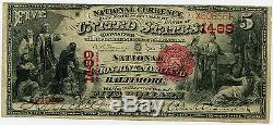 $5 National Currency National Union Bank of Maryland Baltimore MD VF/XF