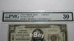 $50 1929 Cedar Rapids Iowa IA National Currency Bank Note Bill #2511 VF30 PMG