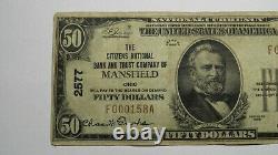 $50 1929 Mansfield Ohio OH National Currency Bank Note Bill Ch. #2577 RARE