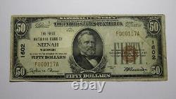 $50 1929 Neenah Wisconsin WI National Currency Bank Note Bill Ch. #1602 FINE