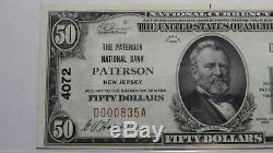 $50 1929 Paterson New Jersey NJ National Currency Bank Note Bill! #4072 NEW58PPQ