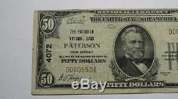$50 1929 Paterson New Jersey NJ National Currency Bank Note Bill Ch. #4072 VF+