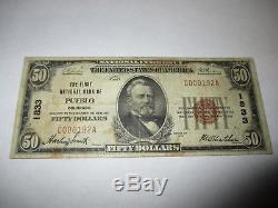 $50 1929 Pueblo Colorado CO National Currency Bank Note Bill! Ch. #1833 Fine