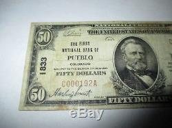 $50 1929 Pueblo Colorado CO National Currency Bank Note Bill! Ch. #1833 Fine