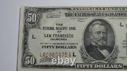 $50 1929 San Francisco CA Federal Reserve National Currency Bank Note Bill VF+