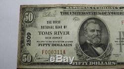 $50 1929 Toms River New Jersey NJ National Currency Bank Note Bill! #2509 RARE