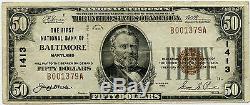 $50 National Currency First National Bank of Baltimore Maryland, VF