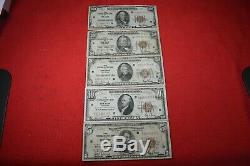 Bank of New York New York 1929 100, 50, 20, 10, 5. Five National Currency Notes