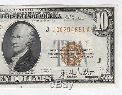 Circulated 1929 $10 National Currency Note-Federal Reserve Bank of Kansas City