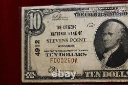 Citizens National Bank Stevens Point Wisconsin Series 1929 $10 National Currency