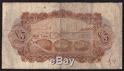 Currency Commission Consolidated Note £5 Pounds National Bank. Ploughman. VG