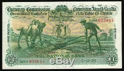 Currency Commission Ireland Ploughman £1 National Bank, date 2.11.38, Nice VF