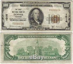 DENVER CO 1929 $100 National Currency VERY LOW Serial #000022 Colorado Bank Note