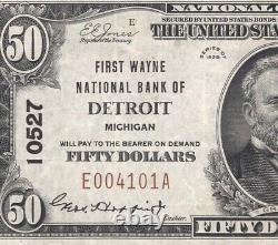 Detroit, MI 1929 $50 National Bank Note Pmg 35 Epq Michigan Currency 4101