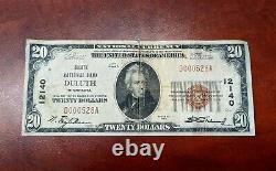 Duluth, Mn $20 1929 Type 1 Duluth National Bank Ch # 12140 National Currency