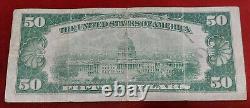 FANCY SERIAL 1929 National Currency $50 Bill BROWN SEAL Cool BINARY #00022200