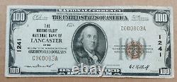 LANCASTER OHIO 1929 $100 National Currency Bank Note CH#1241 LOW SERIAL #000003