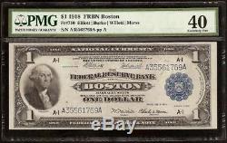 LARGE 1918 $1 DOLLAR BILL BOSTON FRBN BANK NOTE NATIONAL CURRENCY Fr 710 PMG 40