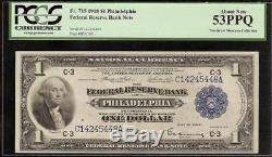 LARGE 1918 $1 DOLLAR GREEN EAGLE BANK NOTE NATIONAL CURRENCY Fr 715 PCGS 53 PPQ
