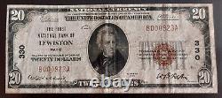 LEWISTON ME MAINE The 1st National Bank Of 1929 $20 National Currency Note #330