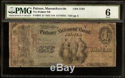 Large 1875 $1 Dollar Palmer National Bank Note Big Currency Old Paper Money Pmg
