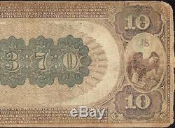 Large 1882 $10 Dollar Bill Chase National New York Bank Note Currency Brown Back