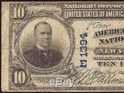 Large 1902 $10 Dollar American Exchange National Bank Note New York Currency