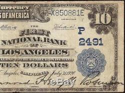 Large 1902 $10 Dollar Bill Los Angeles National Bank Note Currency Paper Money