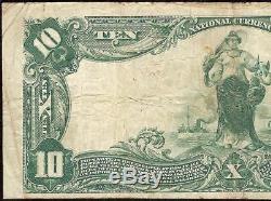 Large 1902 $10 Dollar Bill National Iron Bank Pottstown Note Currency Money