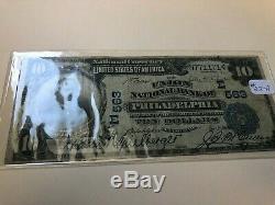 Large 1902 $10 Dollar Philadelphia National Bank Note Currency Old Paper Money