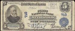 Large 1902 $5 Dollar Bill Minneapolis National Bank Note Currency Paper Money
