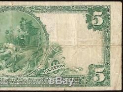 Large 1902 $5 Dollar Blackstone Canal National Bank Note Currency Rhode Island