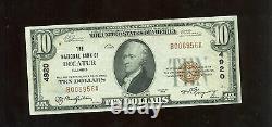 National Currency Decatur, Illnois, National Bank $10 AU+