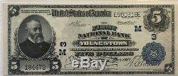 National Currency Fr. #600 $5 1902 Plain Back- Youngstown Ohio Bank Charter #3
