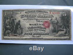 National Currency the Marine Bank NY charter 1215 five on the bank 1865