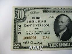 Natl Currency First National Bank Of East Liverpool Oh $10 Type 2 Charter #2146
