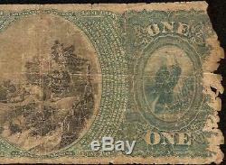 Original Charter 1865 $1 Saint Nicholas National Bank Note Currency Paper Money