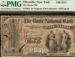 Original Series $1 Ellenville Home National Bank Note Currency Paper Money Pmg