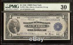 PMG 30 LARGE 1918 $1 DOLLAR FRBN BANK NOTE NATIONAL CURRENCY PAPER MONEY Fr 713