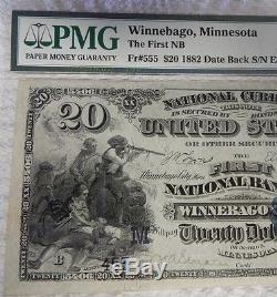 PMG 35 $20. 1882 WINNEBAGO CITY MINN National Currency Bank Note Bill Ch. #5406