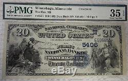 PMG 35 $20. 1882 WINNEBAGO CITY MINN National Currency Bank Note Bill Ch. #5406