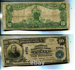 Pekin Illinois 1902 $10 American National Bank Currency Note Vg 9 Known 3667p