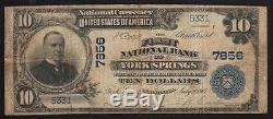 RARE 1902 $10 National Currency YORK SPRINGS PA Large Bank Note CH Charter 7856