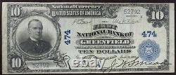 RARE 1902 GREENFIELD MA $10 Bill HORSEBLANKET National Bank Currency Note CH 474