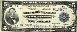 RARE 1918 $5 Dollar Federal Reserve Note National Bank FRBN Currency New York