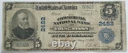 RARE CH#2482 1902 YOUNGSTOWN OH $5 Bill HORSEBLANKET National Bank Currency Note