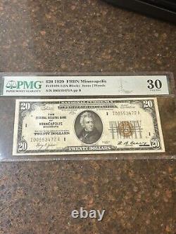 SASA 1929 $20 National Currency Federal Reserve Bank Of Minneapolis Pmg Vf30